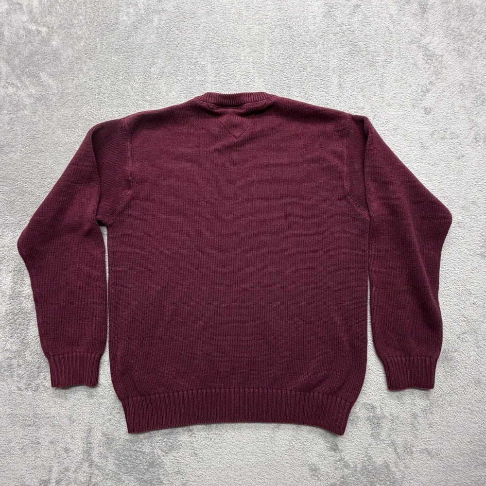 Tommy Hilfiger Sweater Mens L Red Crew Neck Cotton Pullover Embroidered - Picture 5 of 5